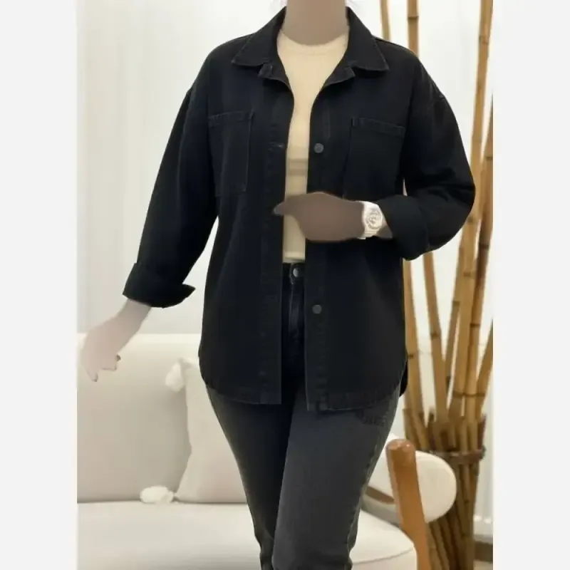 شومیز لش جین اصل شسته شده و سنگشور شده فری سایز زنانه