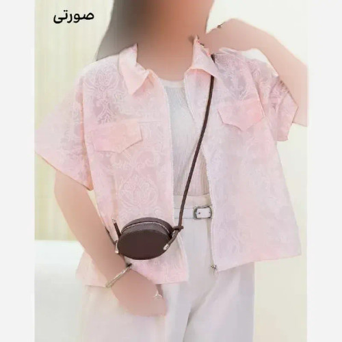 وست طرحدار شیشه ای زارا صورتی گلبهی کره ای فری سایز 38 تا 48 زیپ کاربردی