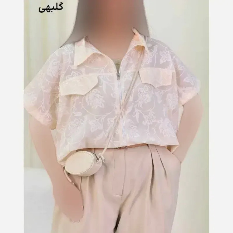 وست طرحدار شیشه ای زارا صورتی گلبهی کره ای فری سایز 38 تا 48 زیپ کاربردی
