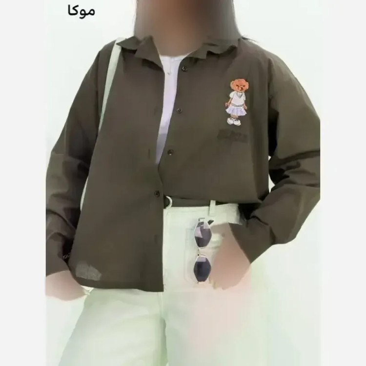 شومیز تدی لینن شسته شده فری سایز زنانه طرح گلدوزی شده