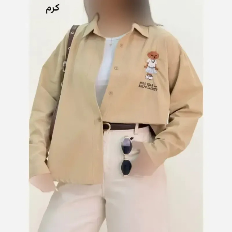 شومیز تدی لینن شسته شده فری سایز زنانه طرح گلدوزی شده
