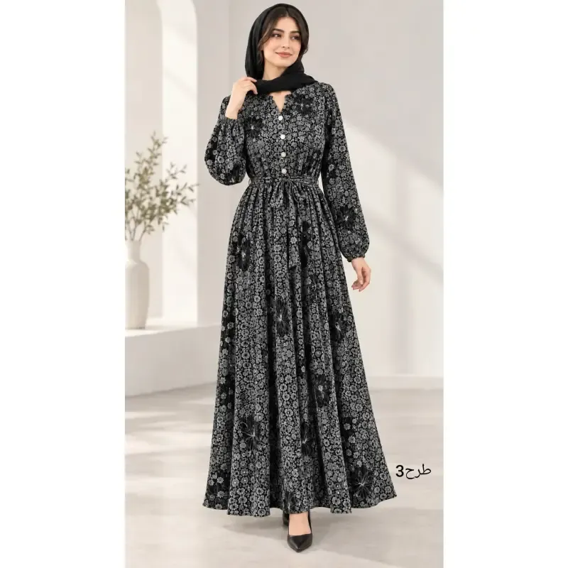 پیراهن آسلین زنانه طرحدار الیزه سایزبندی 1 و 2