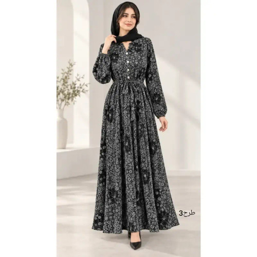 پیراهن آسلین زنانه طرحدار الیزه سایزبندی 1 و 2