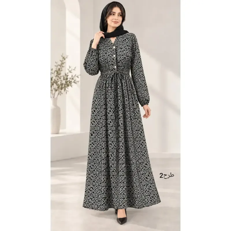 پیراهن آسلین زنانه طرحدار الیزه سایزبندی 1 و 2