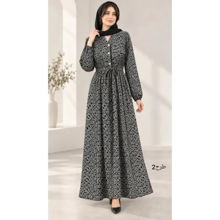 پیراهن آسلین زنانه طرحدار الیزه سایزبندی 1 و 2