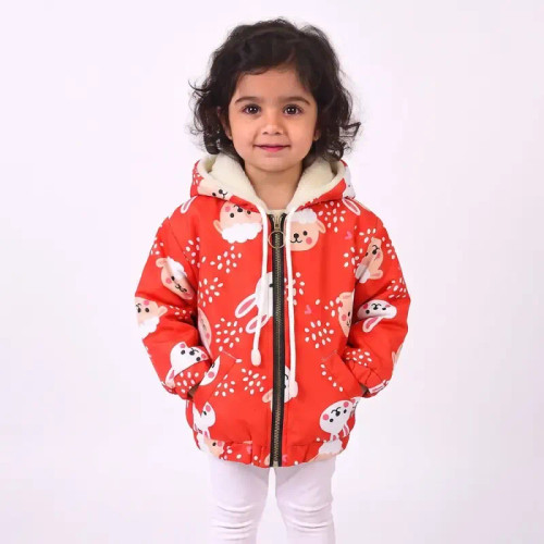 سویشرت دخترانه پارچه شمعی داخل خز قرمز