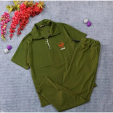 ست نیم زیپ تیشرت شلوار کبریتی فیتیله ای گلدوزی شده زنانه و مردانه