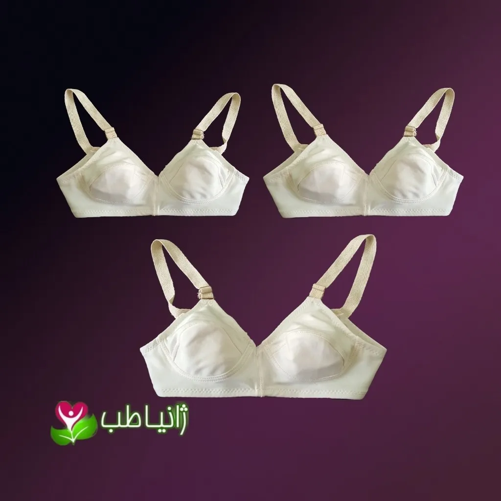 3 عدد سوتین زنانه ژانیاطب نخی پنبه طبیعی کرم روشن سایز 65 تا 95