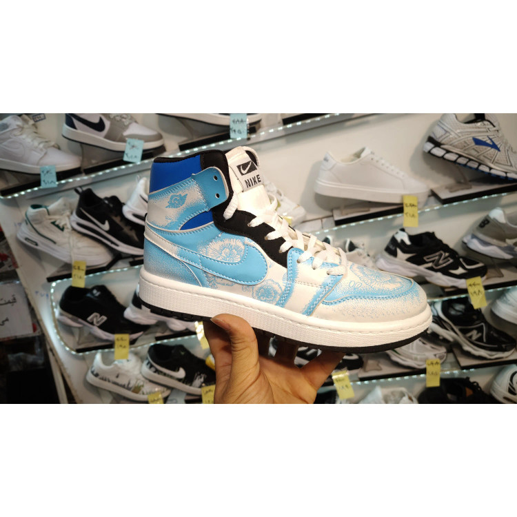کفش اسپرت مردانه جردن ساقدار سفید آبی پسرانه