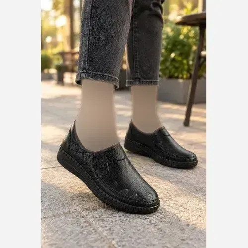 کفش طبی زنانه چرم طبیعی زیره پیو دور دست دوخت کفی طبی ماساژور خارپاشنه سایز 37 تا 40
